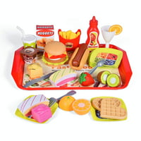 FUN LITTLE TOYS 128 pcs Play Food for Kids Kitchen Pretend Food Plastic Food 
